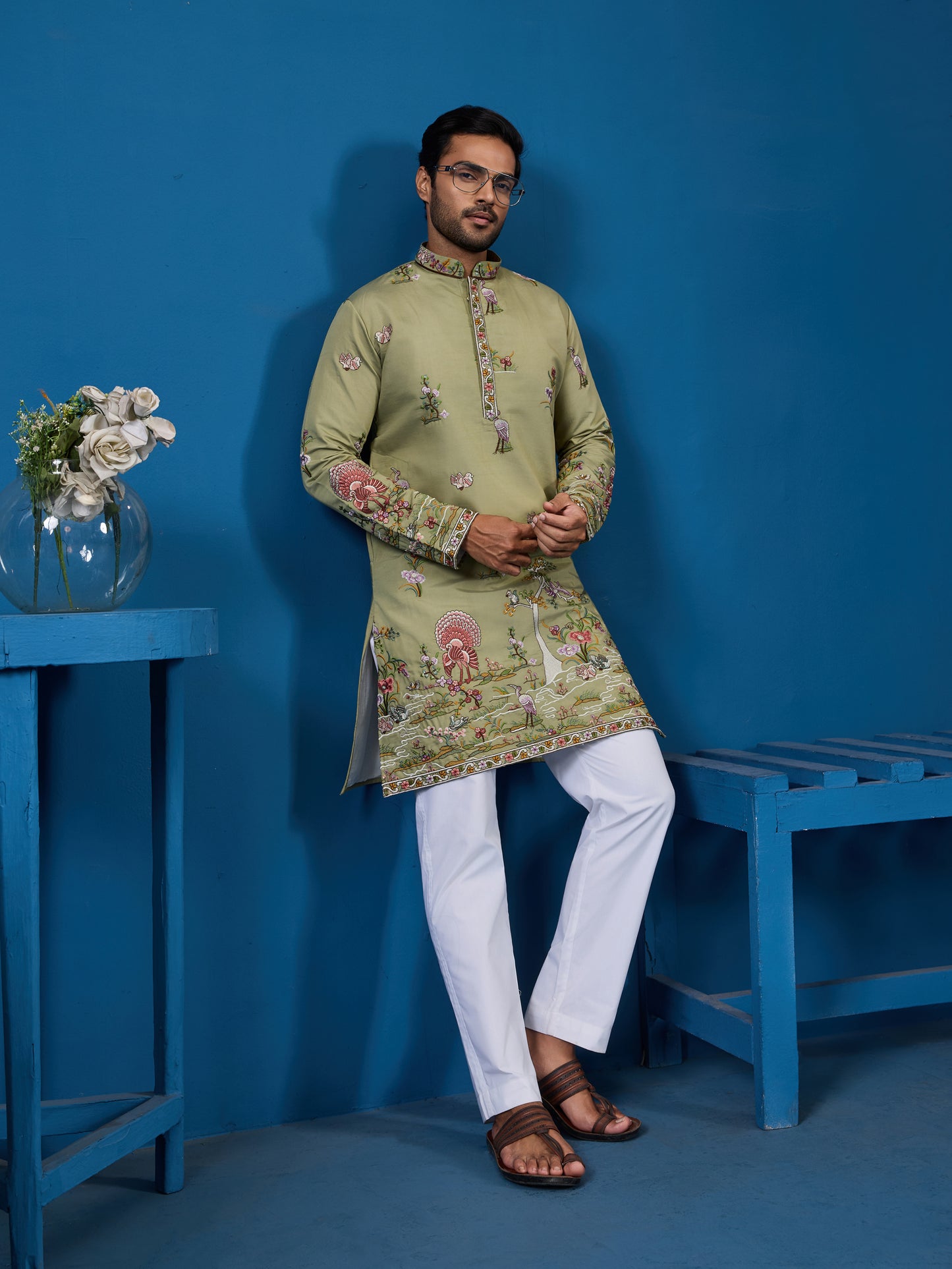 Pastel Green Embroidered Kurta – A Fresh Take on Wedding Elegance