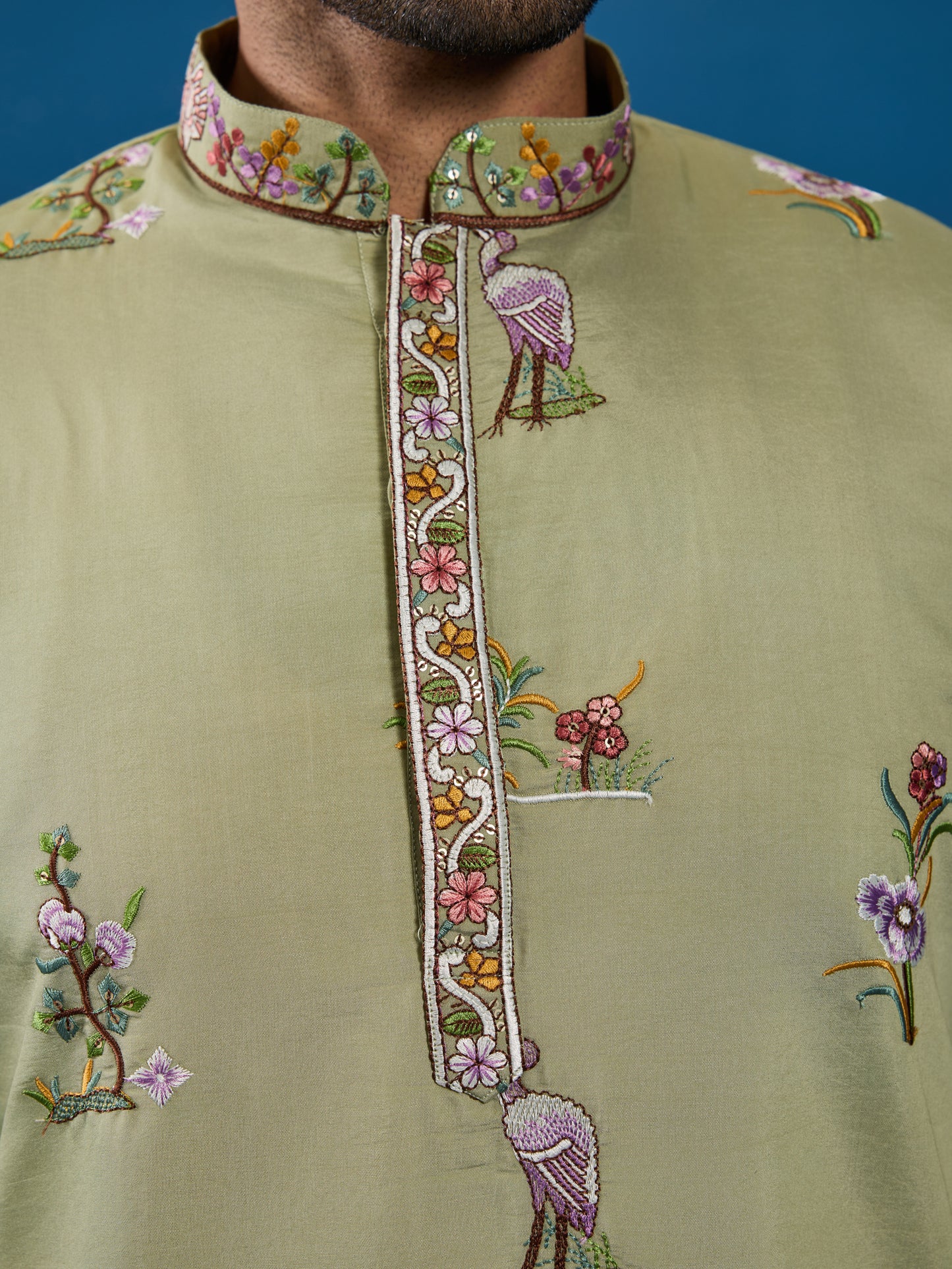 Pastel Green Embroidered Kurta – A Fresh Take on Wedding Elegance