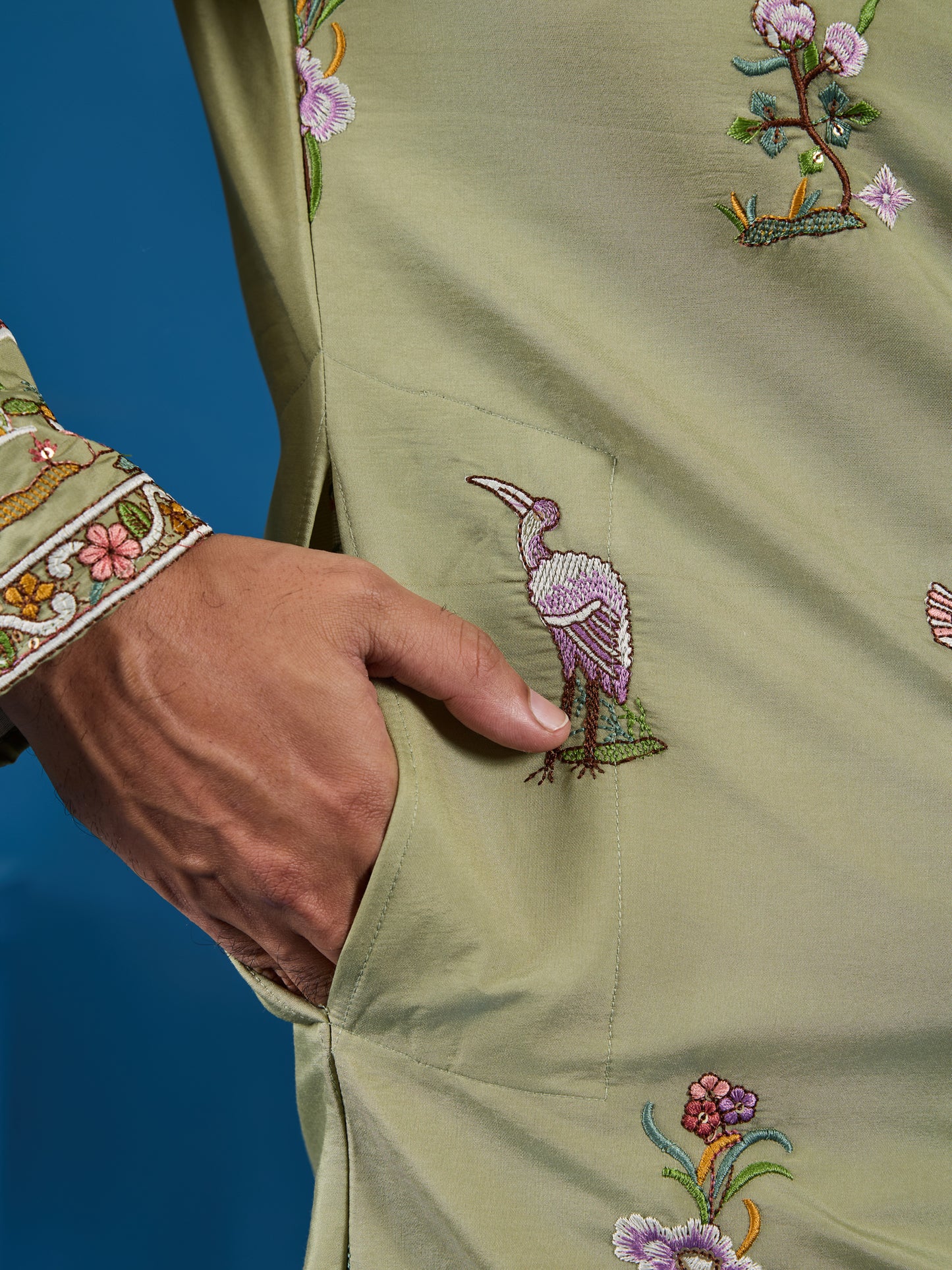 Pastel Green Embroidered Kurta – A Fresh Take on Wedding Elegance