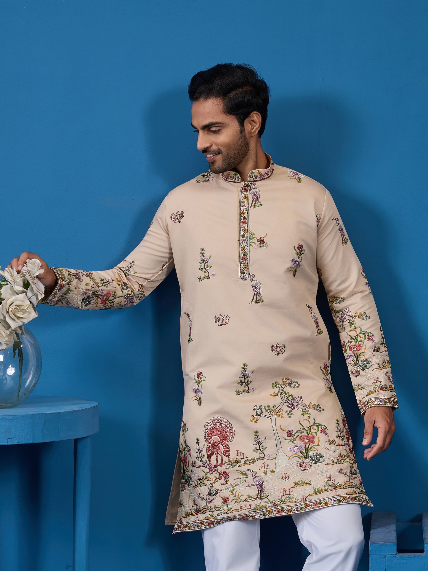 Beige Embroidered Kurta – Perfect for the Wedding Season Elegance