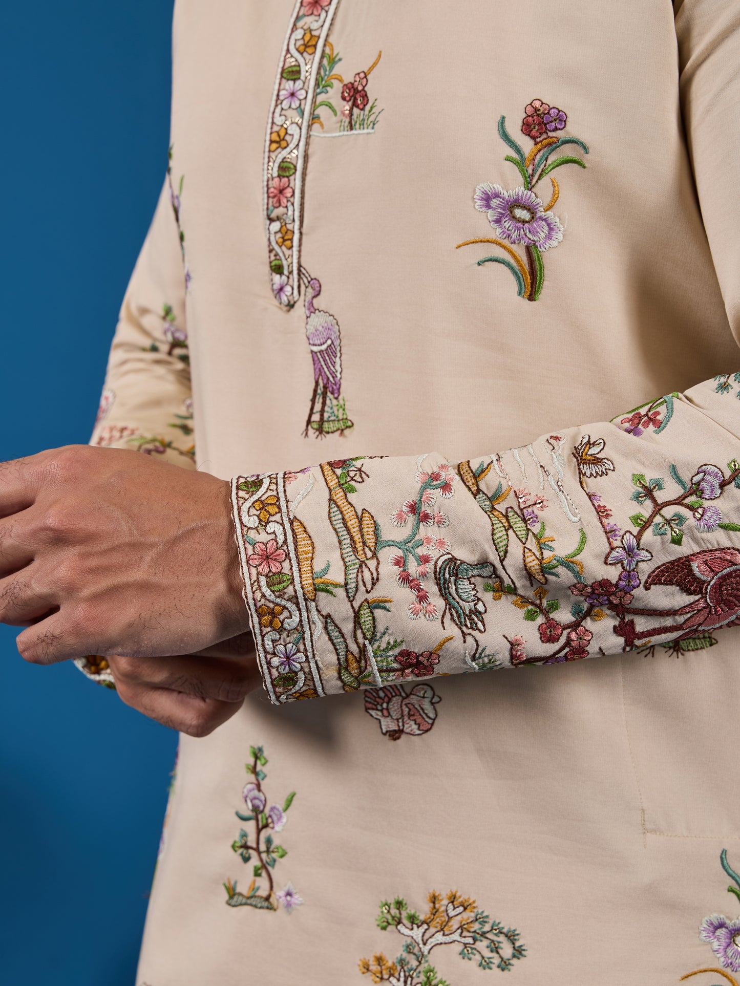 Beige Embroidered Kurta – Perfect for the Wedding Season Elegance