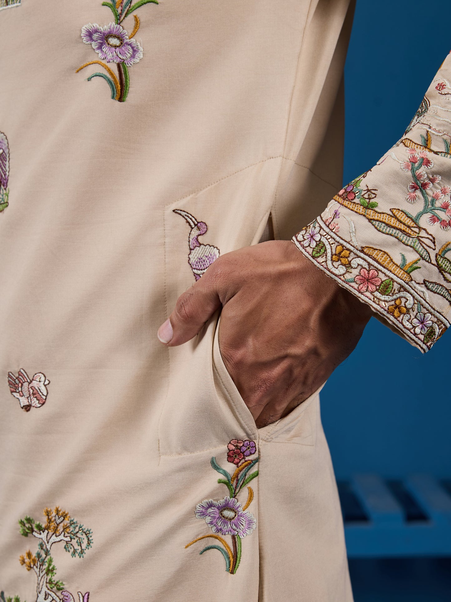 Beige Embroidered Kurta – Perfect for the Wedding Season Elegance