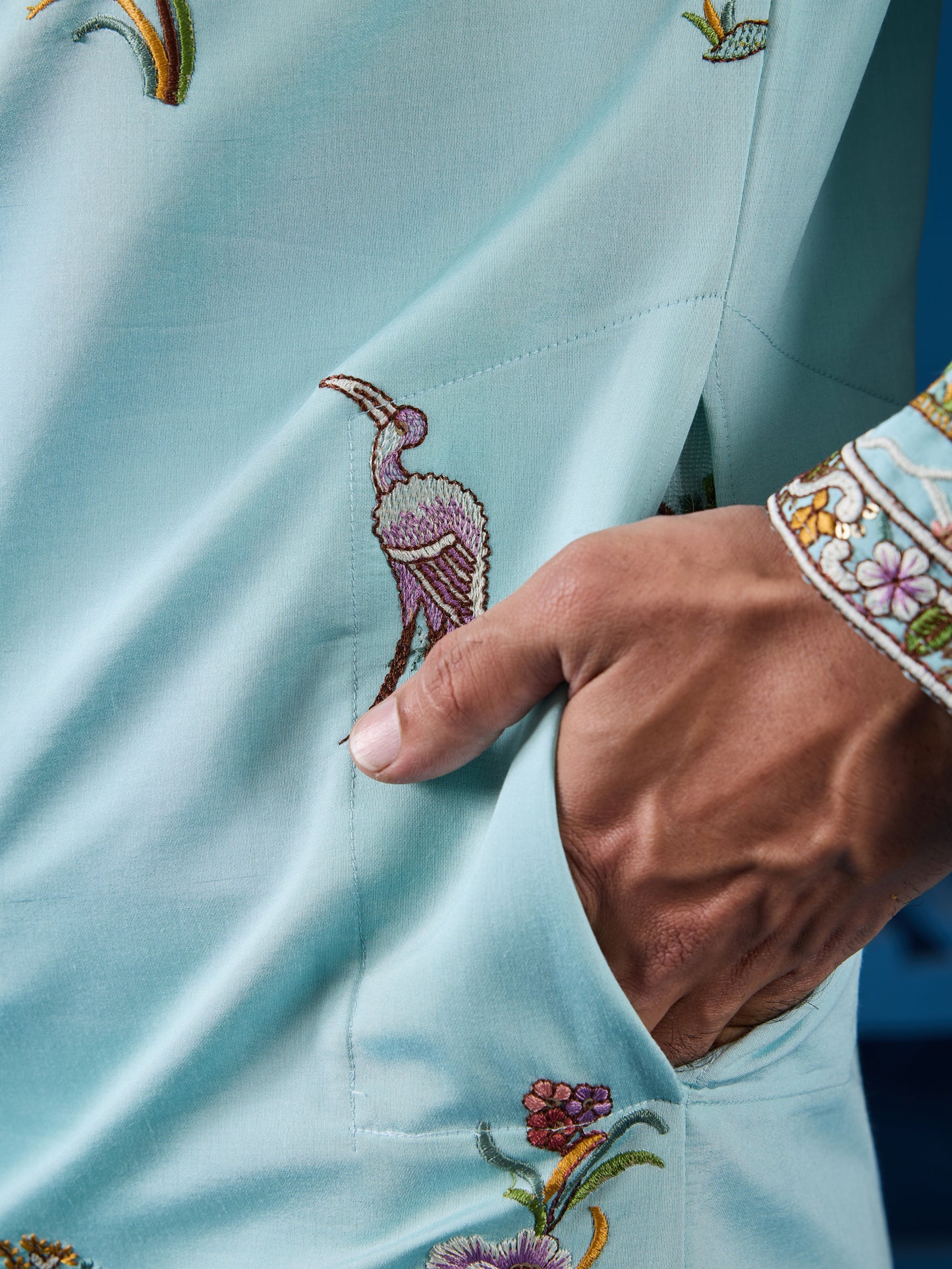 Mint Blue Embroidered Kurta – Fresh Elegance for the Wedding Season