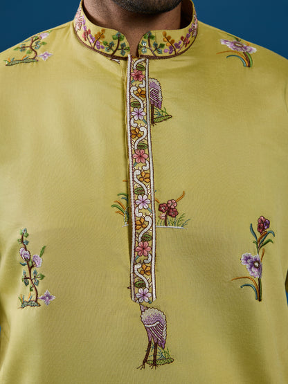 Elegant Mustard Embroidered Kurta for the Wedding Season