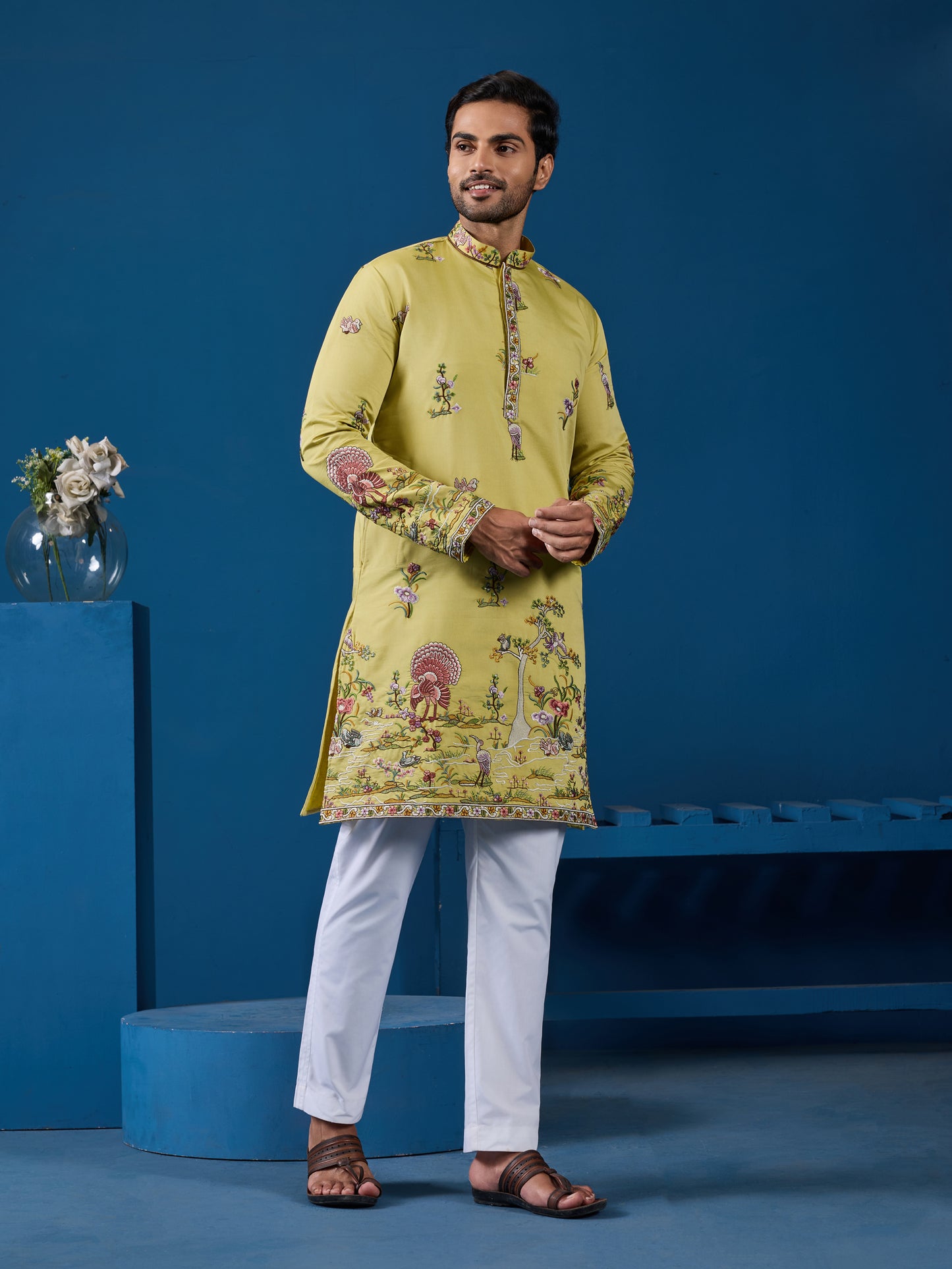 Elegant Mustard Embroidered Kurta for the Wedding Season