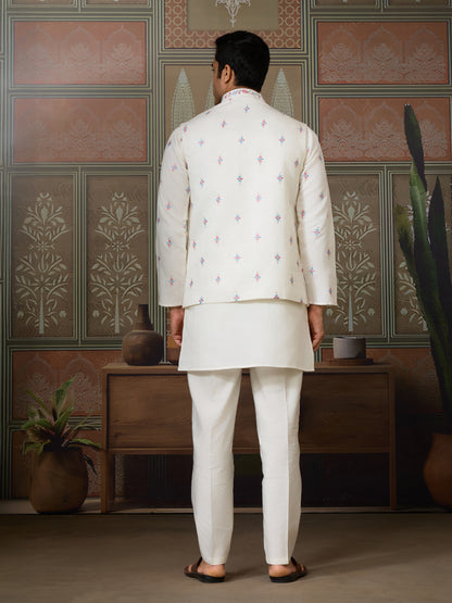 Regal White Floral Embroidered Kurta Set