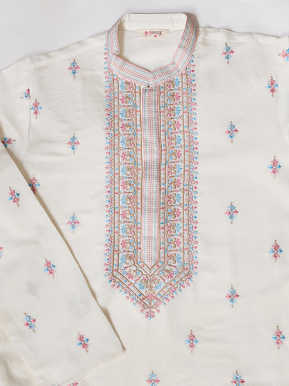 Regal White Floral Embroidered Kurta Set