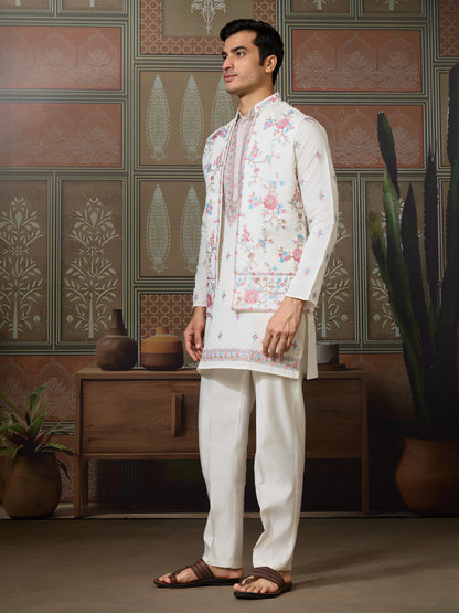 Regal White Floral Embroidered Kurta Set