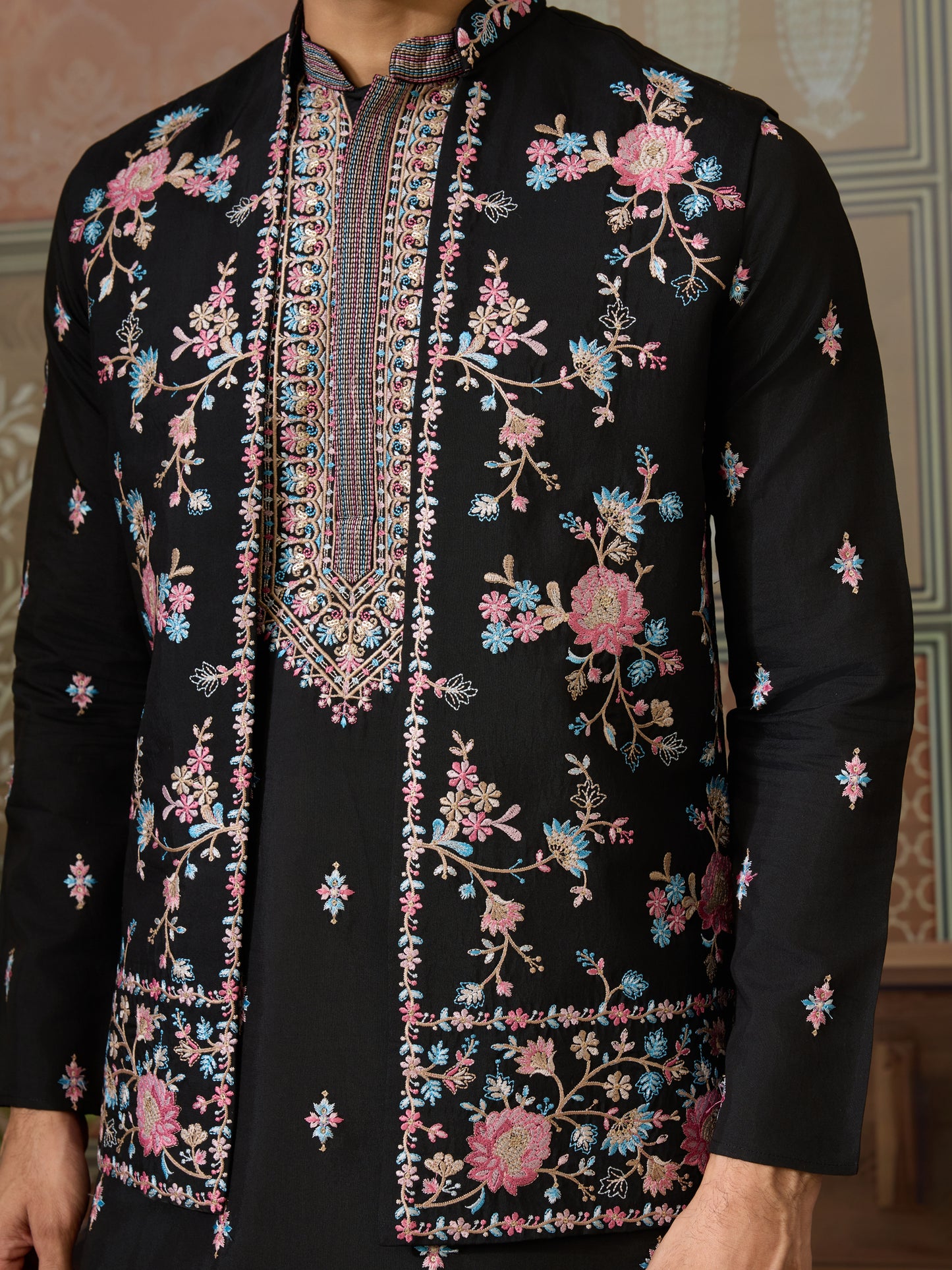 Regal Charm Redefined Black Embroidered Kurta Set