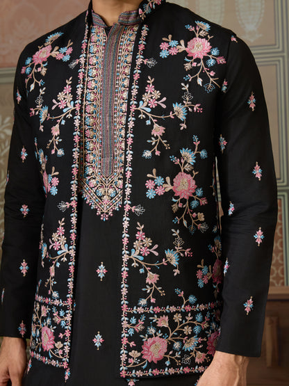 Regal Charm Redefined Black Embroidered Kurta Set