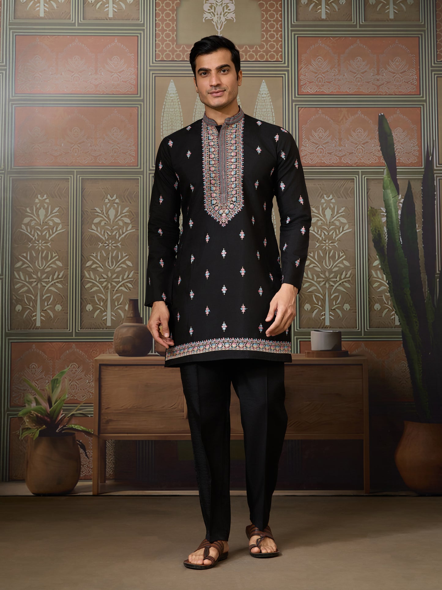 Regal Charm Redefined Black Embroidered Kurta Set