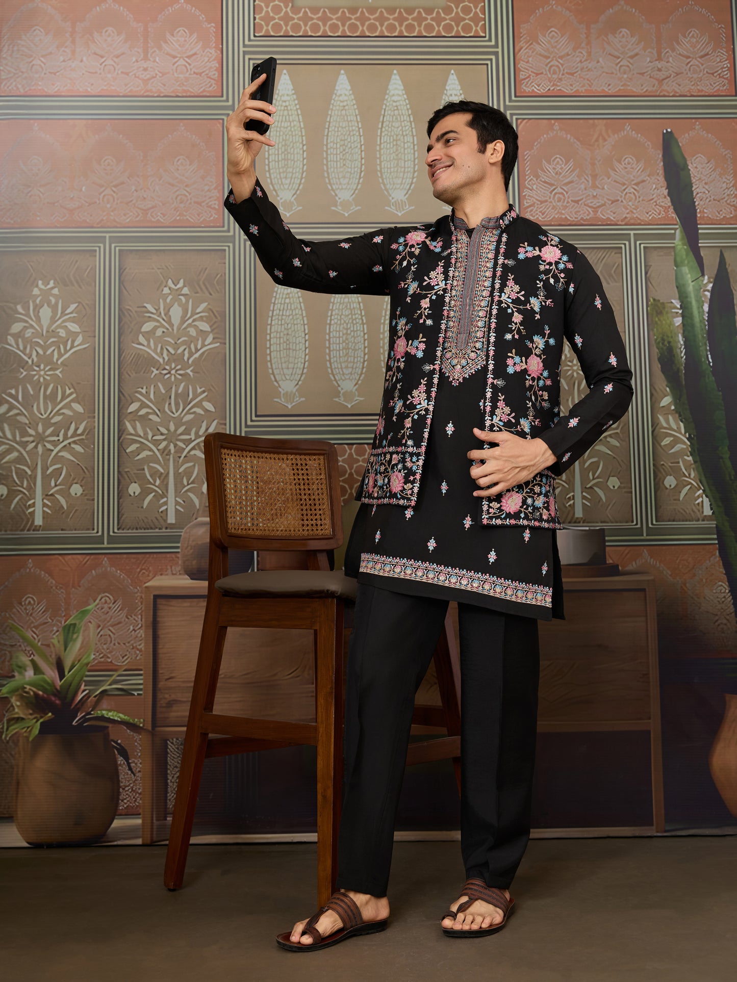 Regal Charm Redefined Black Embroidered Kurta Set