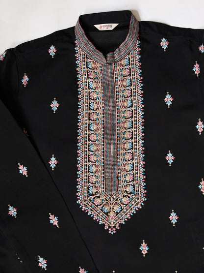 Regal Charm Redefined Black Embroidered Kurta Set