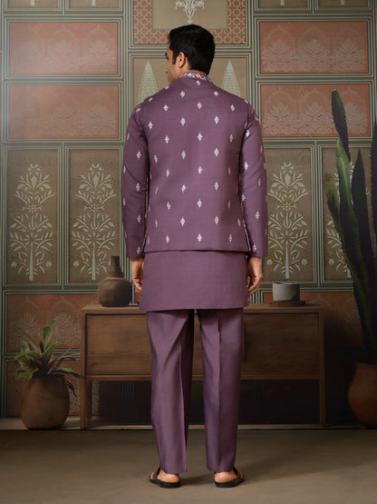 Embrace Elegance with Purple Floral Embroidered Kurta Set