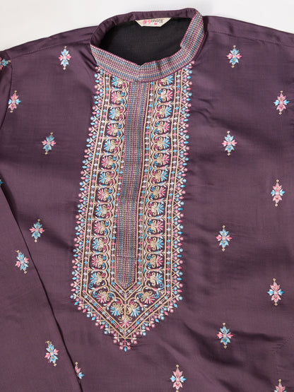 Embrace Elegance with Purple Floral Embroidered Kurta Set