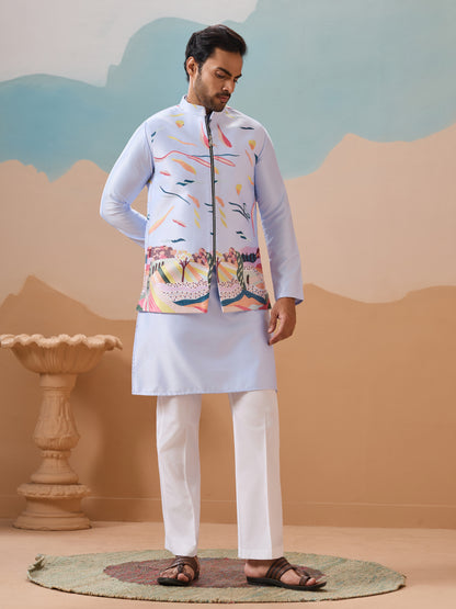 Sky Blue Artistic Embroidered Kurta Set – A Canvas of Modern Elegance
