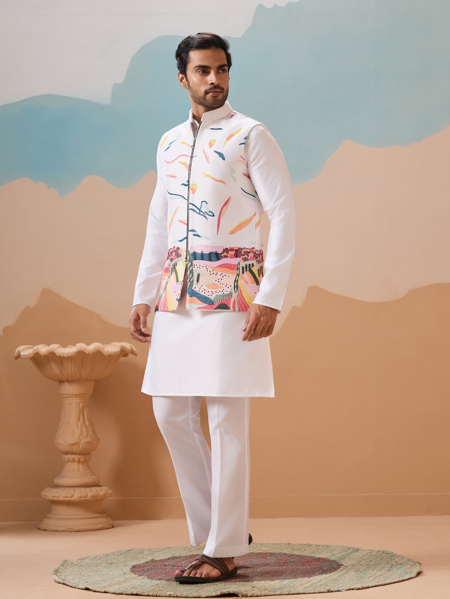 Dreamscape White Embroidered Jacket Set – Art in Motion