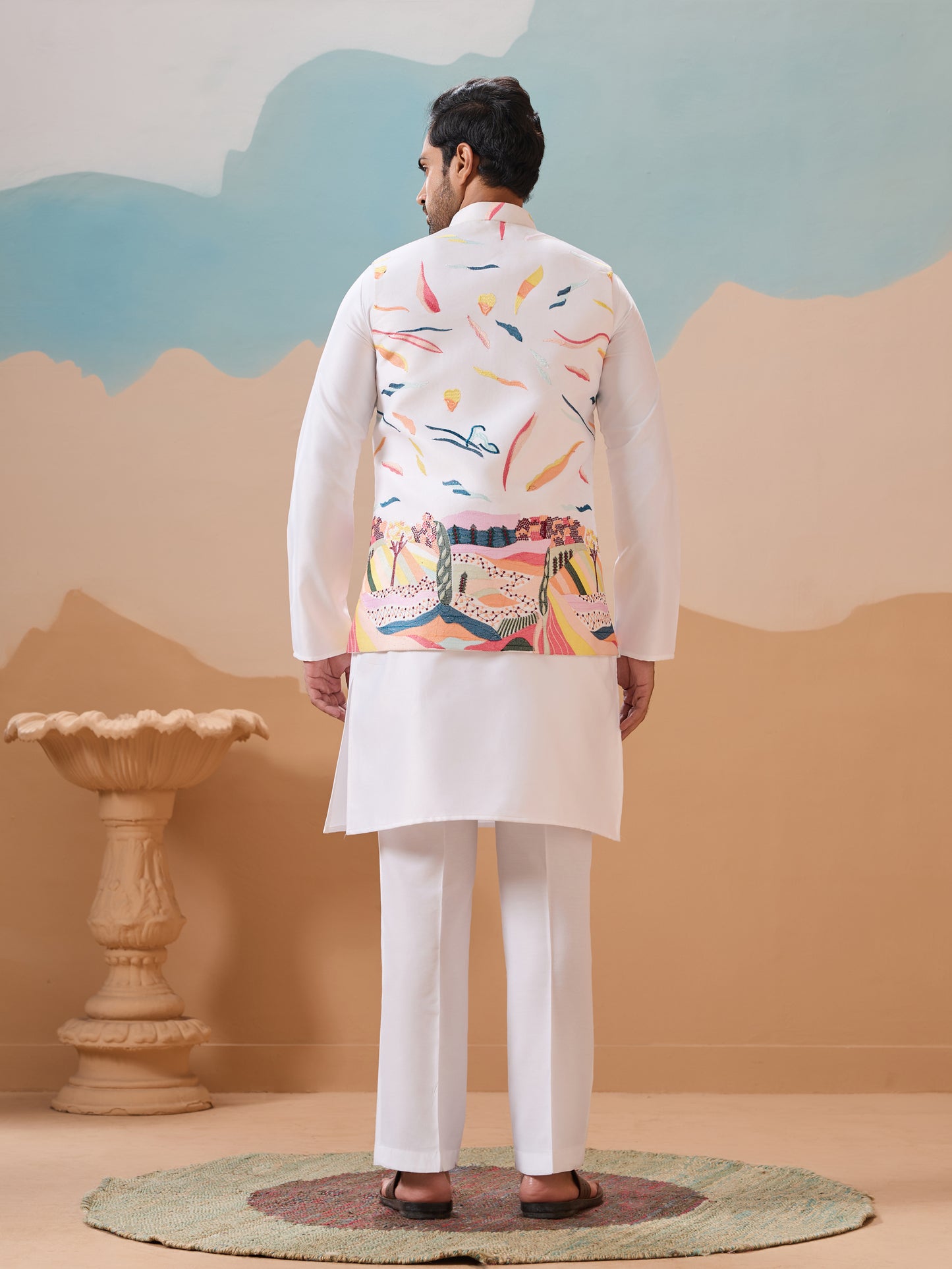 Dreamscape White Embroidered Jacket Set – Art in Motion