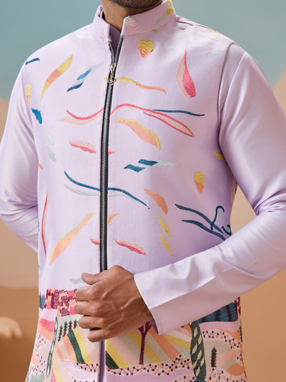 Pastel Bloom Lavender Jacket Set – Effortless Elegance