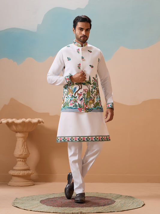 Ivory Enchanted Jungle Kurta Set