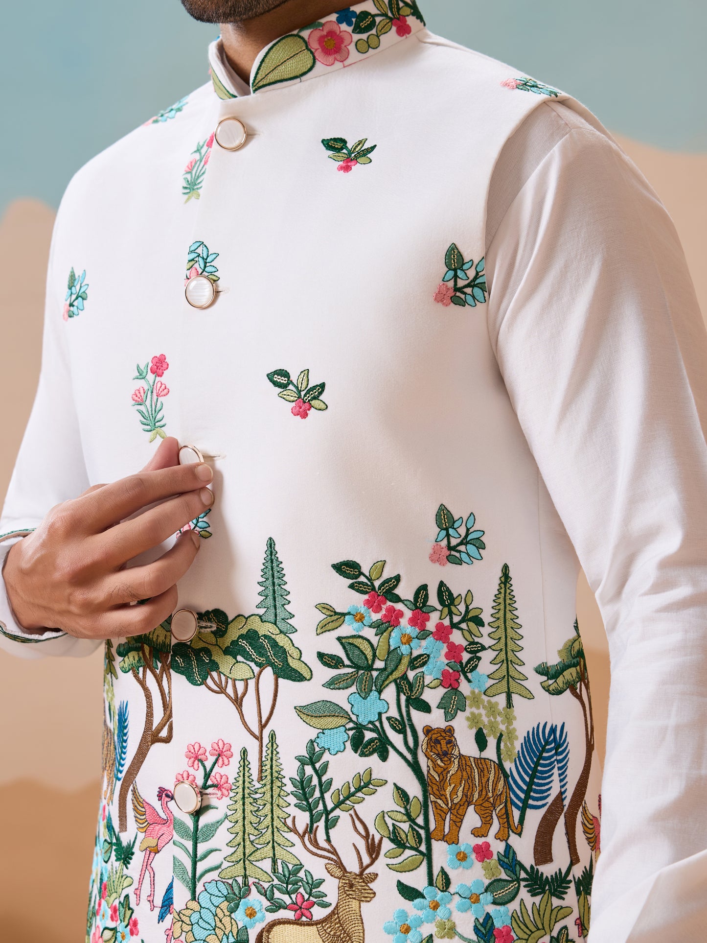 Ivory Enchanted Jungle Kurta Set