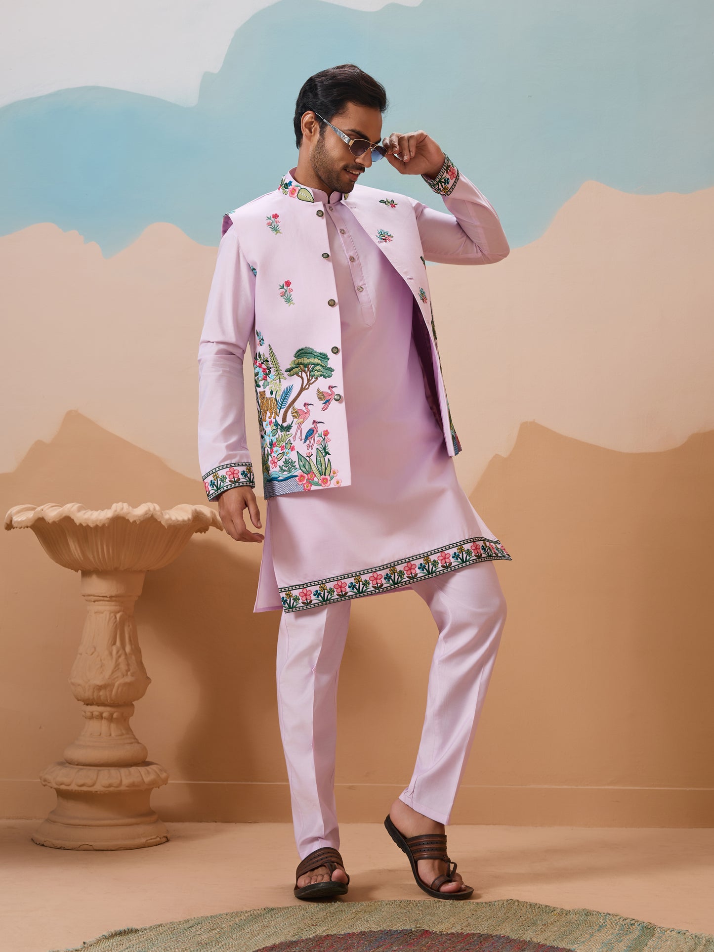 Lavender Royal Garden Kurta Set