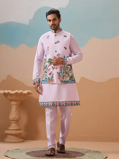 Lavender Royal Garden Kurta Set