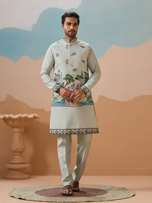 Mint Enchanted Forest Kurta Set