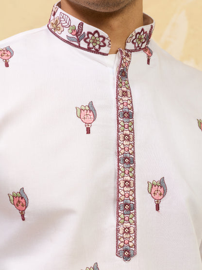 Ivory Garden Heritage Kurta Set with Embroidered Dupatta – Regal Festive Ensemble