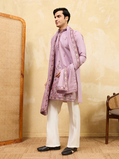 Blush Royale Floral Embroidered Kurta Set with Heritage Dupatta