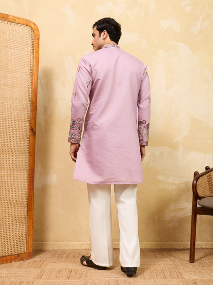 Blush Royale Floral Embroidered Kurta Set with Heritage Dupatta