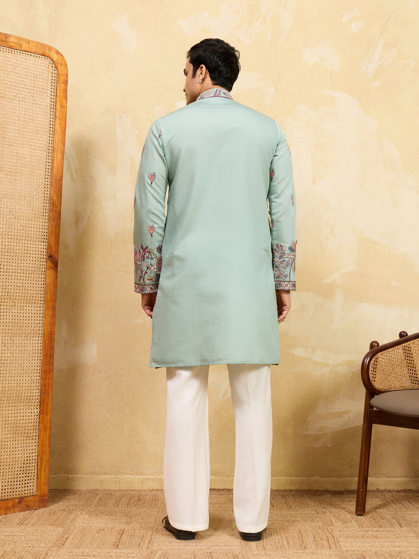 Pista Royale Heritage Embroidered Kurta Set with Regal Dupatta