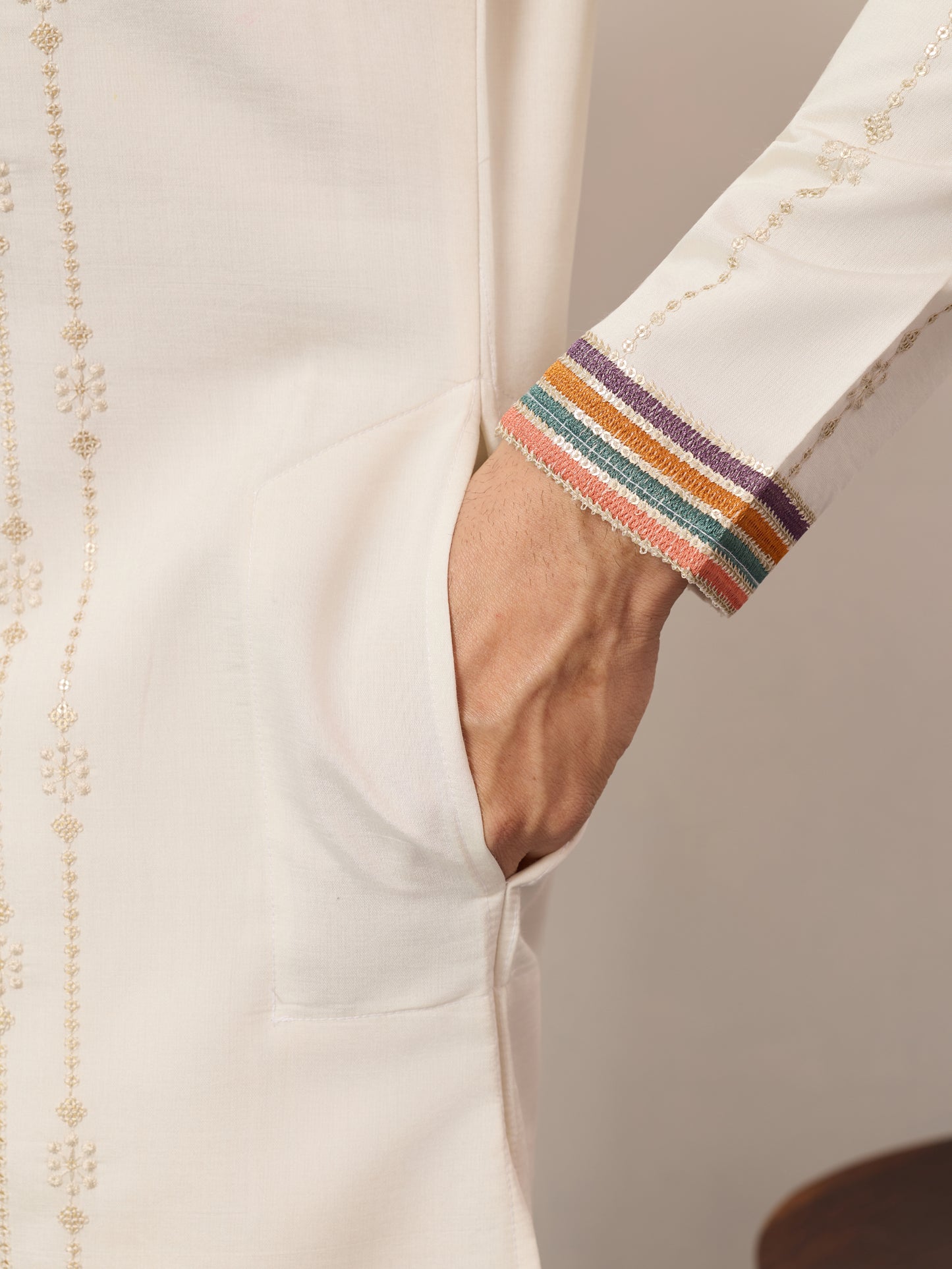 Ivory White Luxury Kurta Set with Handcrafted Floral & Bird Embroidery