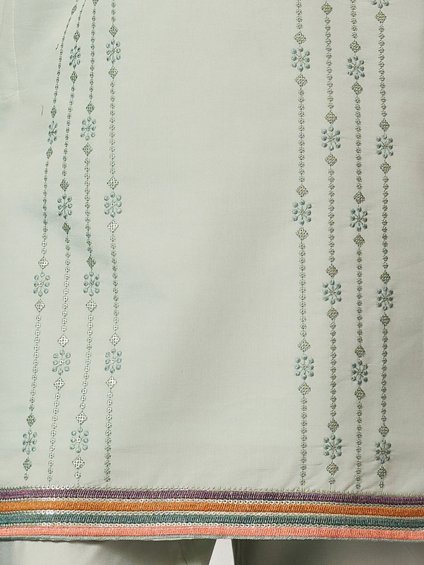 Pista Green Luxury Kurta Set with Handcrafted Floral & Bird Embroidery