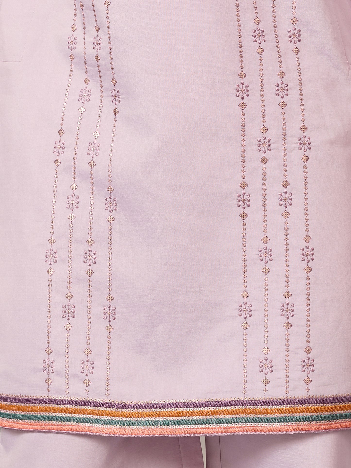Lavender Luxury Kurta Set with Handcrafted Floral & Bird Embroidery