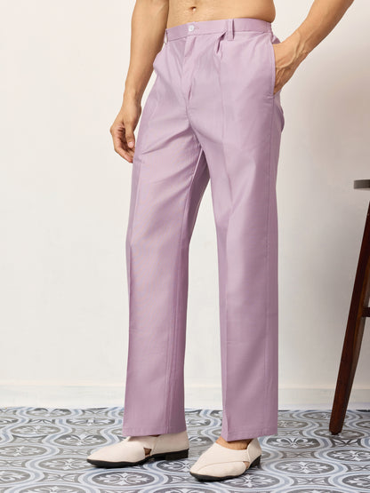 Lavender Luxury Kurta Set with Handcrafted Floral & Bird Embroidery