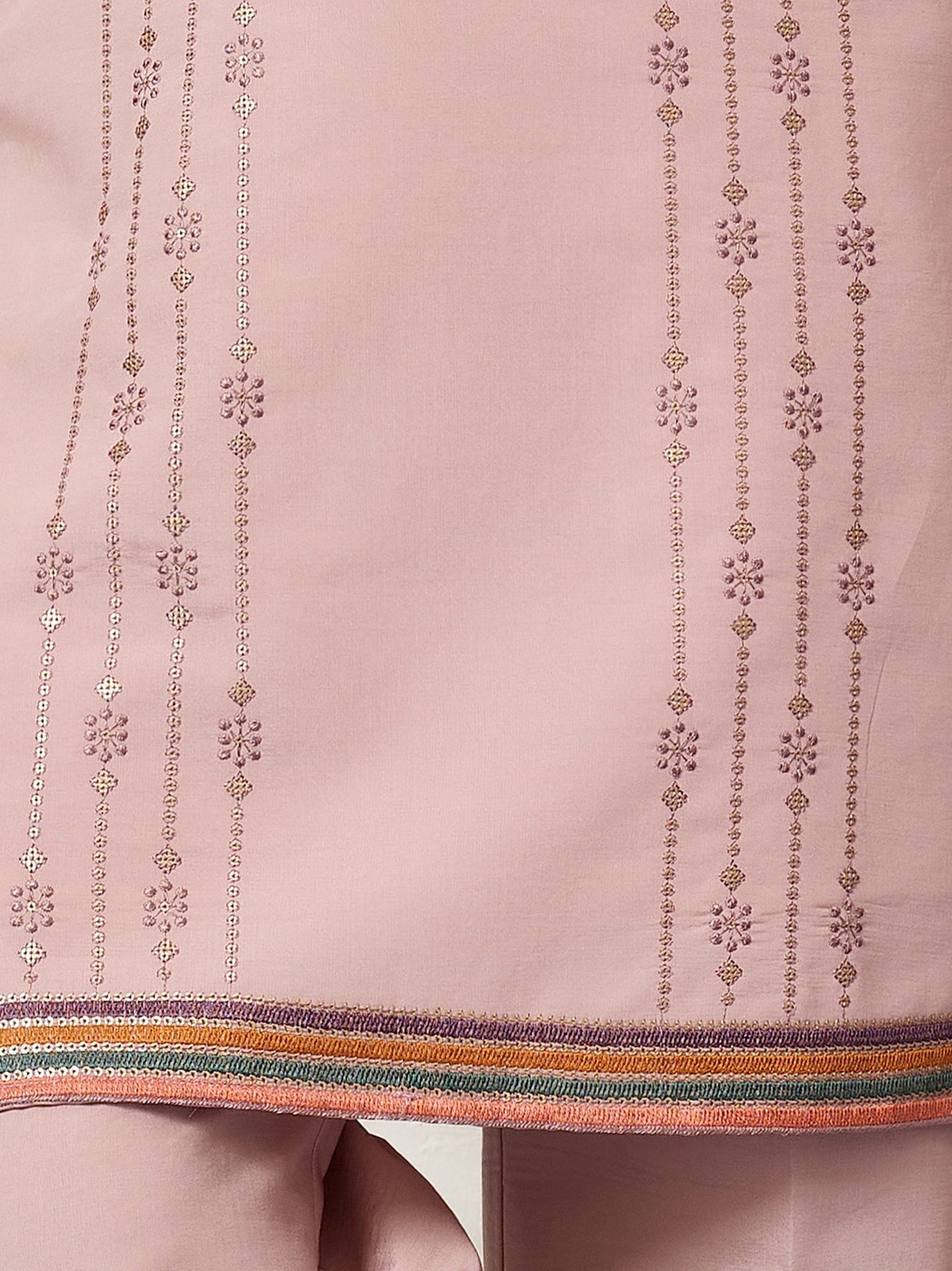 Blush Pink Embroidered Kurta Set with Signature Floral & Bird Motifs