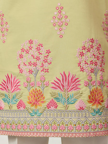 Royal Pista Bloom Embroidered Kurta for Men – Premium Festive Wear