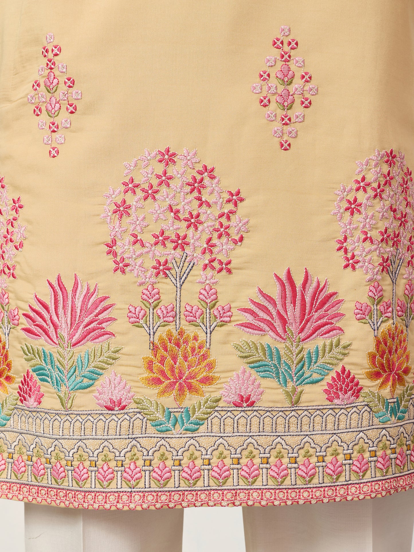 Royal Mustard Yellow Floral Embroidered Kurta for Men – Premium Festive Designer Wear