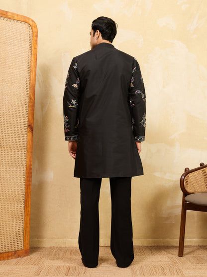 Royal Midnight Black Embroidered Designer Kurta for Men