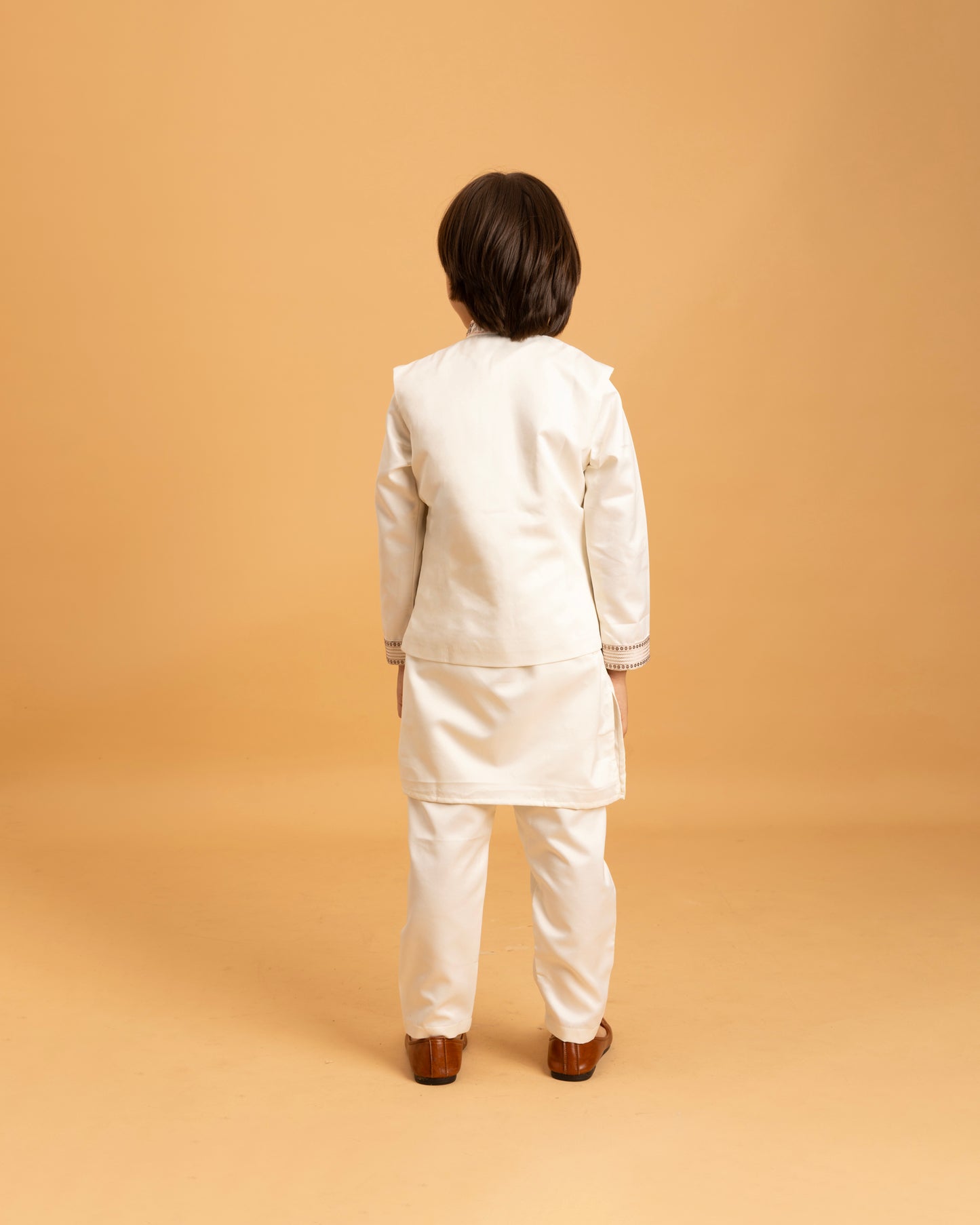 Elegant Cream Embroidered Kurta Set for Boys