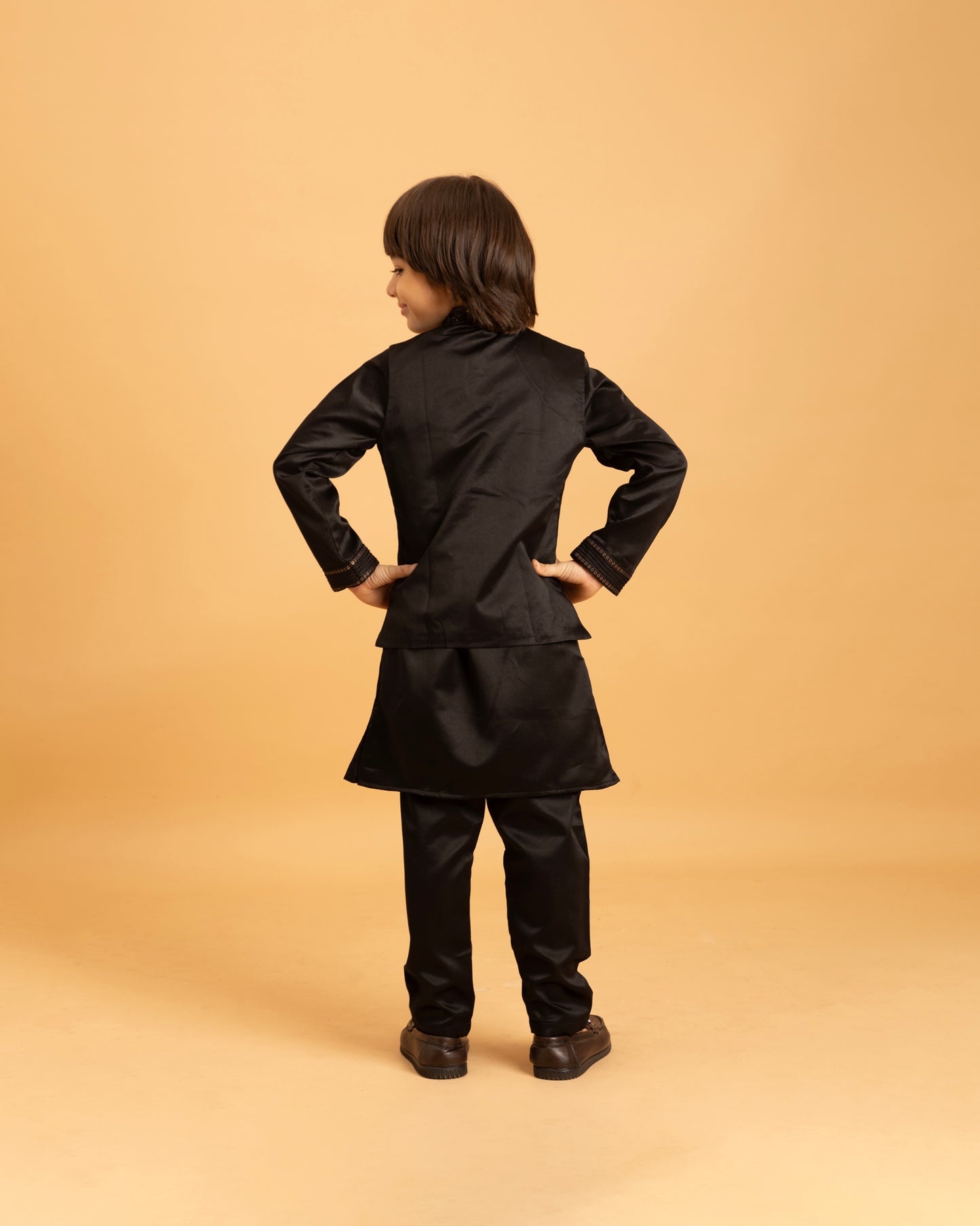 Regal Black Boys Embroidered Kurta Set – Traditional Charm with Modern Elegance