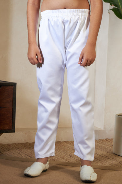 Elegant White Embroidered Koti Kurta Set