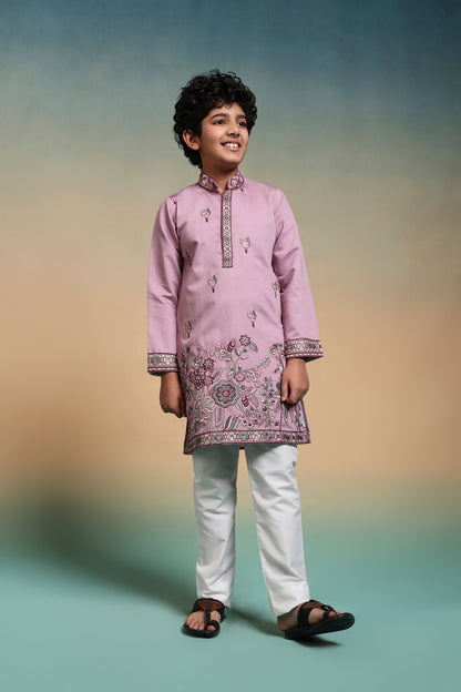 Charming Pink Embroidered Kurta Set for Boys