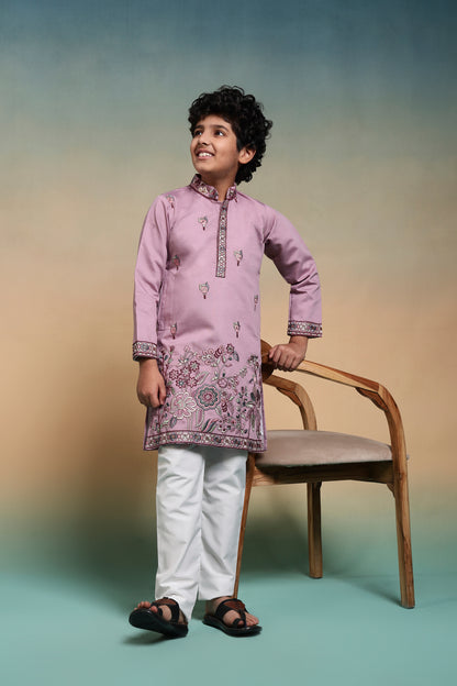 Charming Pink Embroidered Kurta Set for Boys