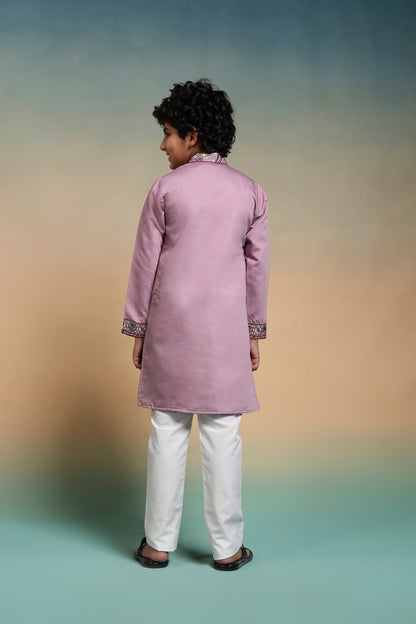 Charming Pink Embroidered Kurta Set for Boys