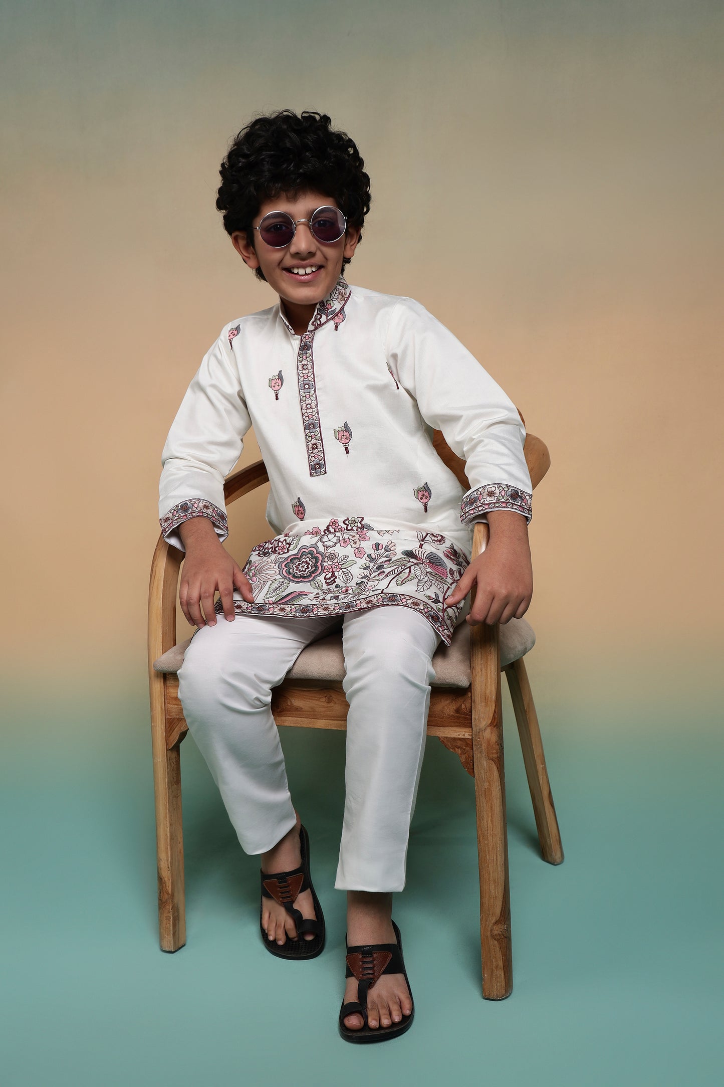 Ivory Garden Grace Embroidery Kurta for Boys