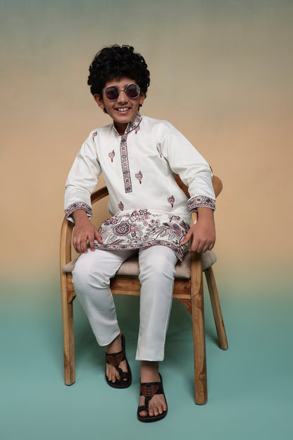 Ivory Garden Grace Embroidery Kurta for Boys