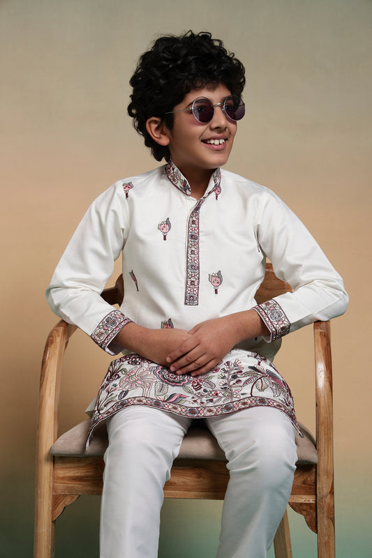 Ivory Garden Grace Embroidery Kurta for Boys