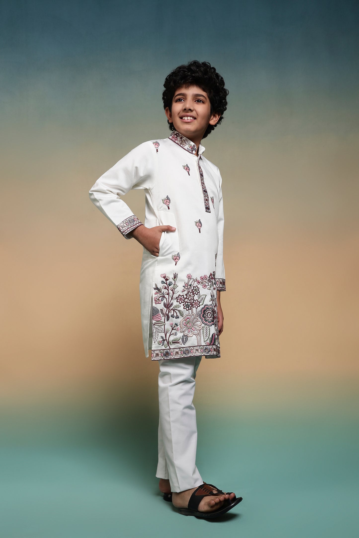 Ivory Garden Grace Embroidery Kurta for Boys